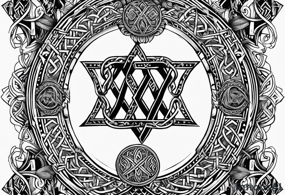 viking runes and knots head tattoo tattoo idea