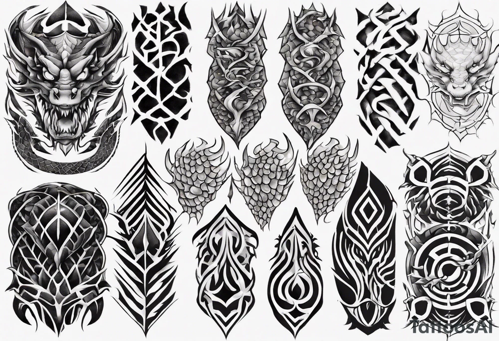 Dragon skin symmetrical tattoo idea