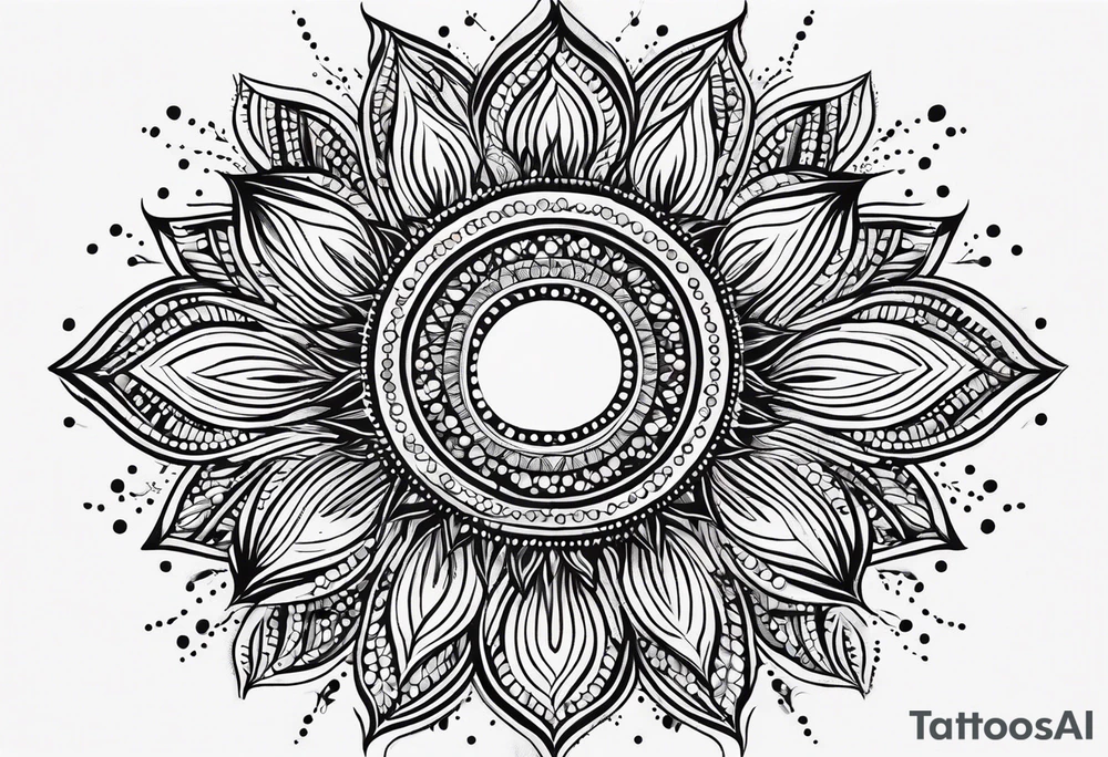 simple sun made of black dots and circles tattoo idea