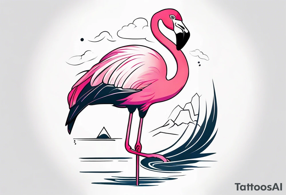 cute flamingo tattoo idea