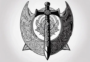 Valhalla sword 
 dragon axe Valknut helm of awe tattoo idea