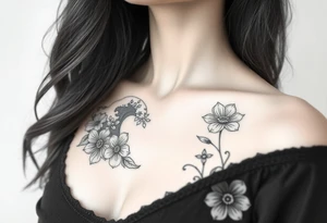 Waves, summer, flowers tattoo idea