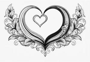 minimalistic Crescent moon with a love heart inside tattoo idea