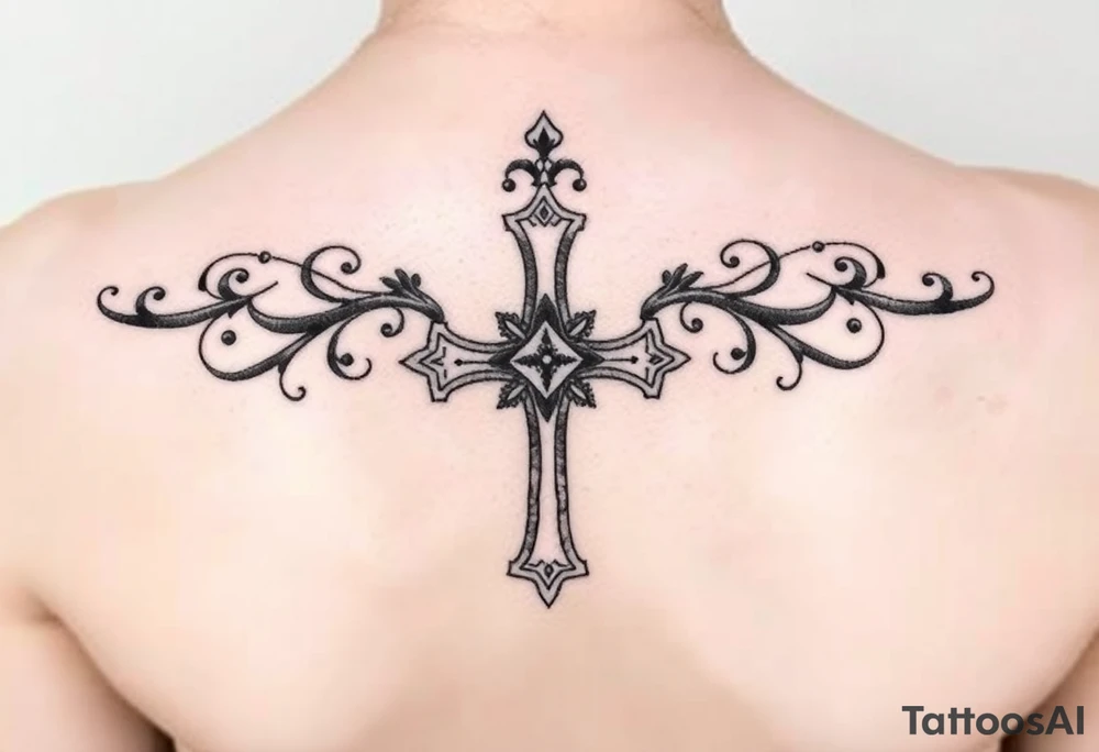 Iron motorcycle cross tattoo idea