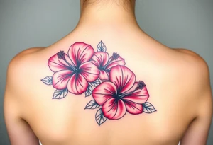 3 hibiscus flowers in a cluster with flower decor tattoo idea