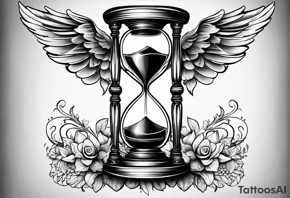 hourglass with wing carpe diem for men tattoo idea