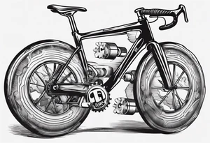 BMC road bicycle on a mountain sitting on a dumbbell tattoo idea