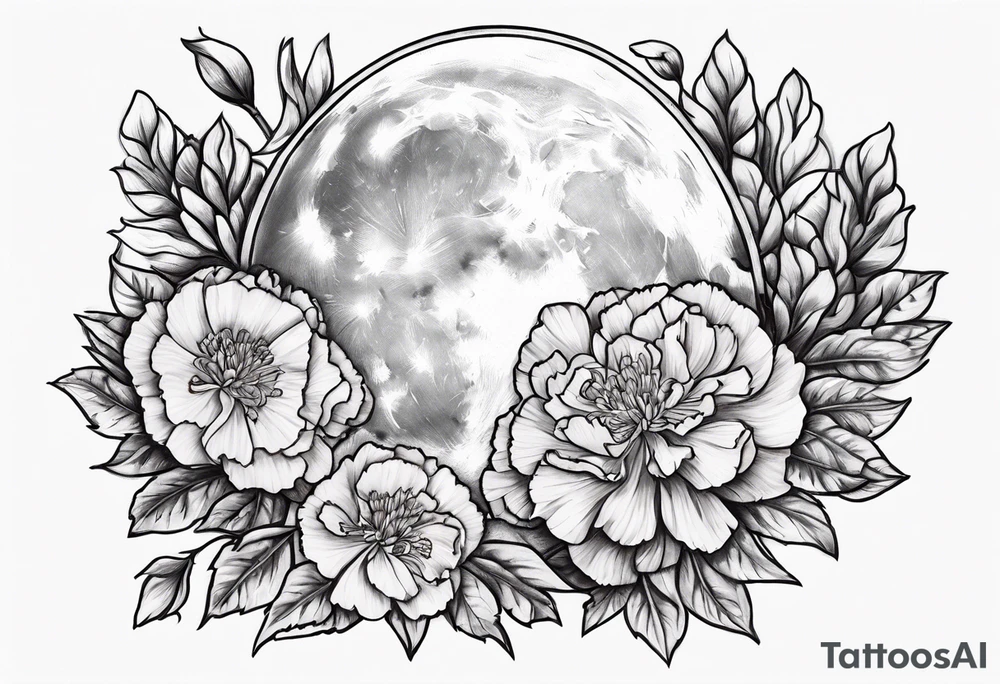 Full moon carnations tattoo idea