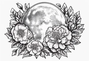 Full moon carnations tattoo idea