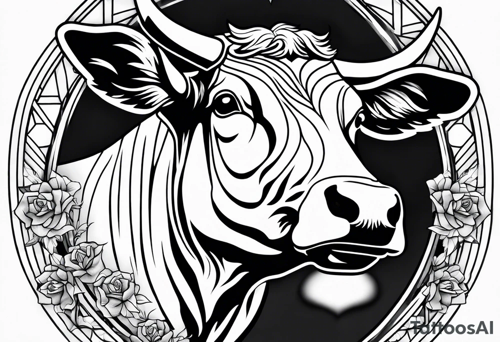 a cow in a ghost halloween costume tattoo idea