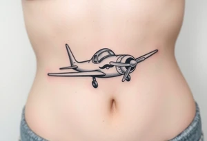 Small airplane an-6 who has moustache on his face tattoo idea