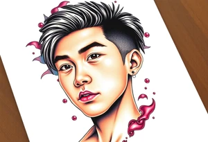 Handsome Asian young guy is under the spell tattoo idea