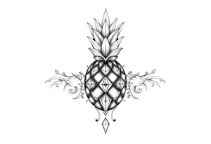 Pineapple, diamonds, crown, Design to be around vagina and anus inline with each other tattoo idea