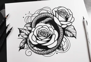 A snake entwined around a rose tattoo idea