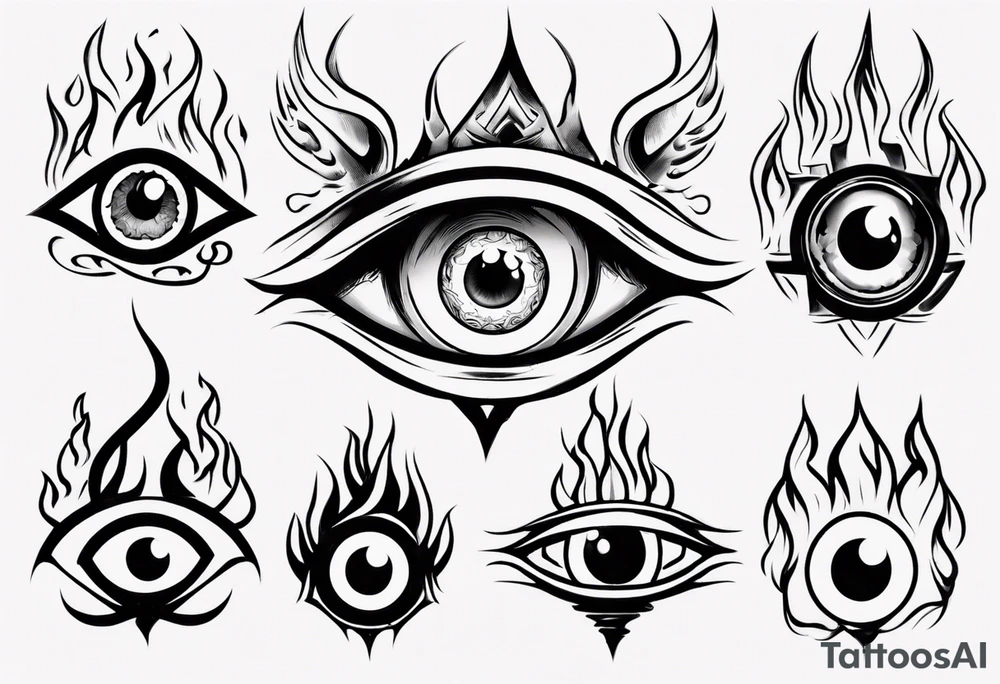eye with flames tattoo idea