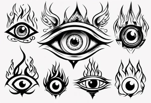 eye with flames tattoo idea
