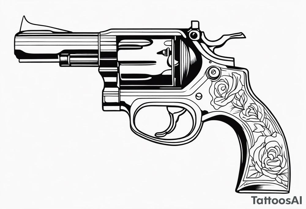 revolver gun held by a ghastly hand tattoo idea