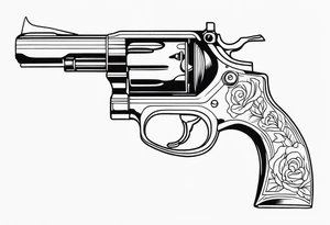 revolver gun held by a ghastly hand tattoo idea