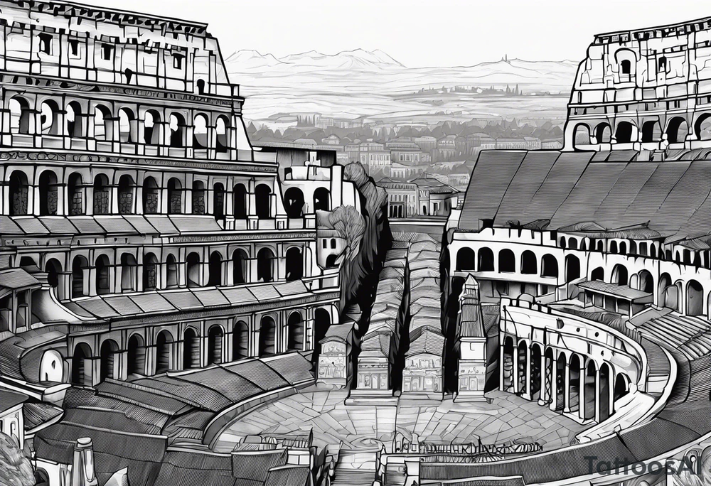 Ancient Rome City tattoo idea