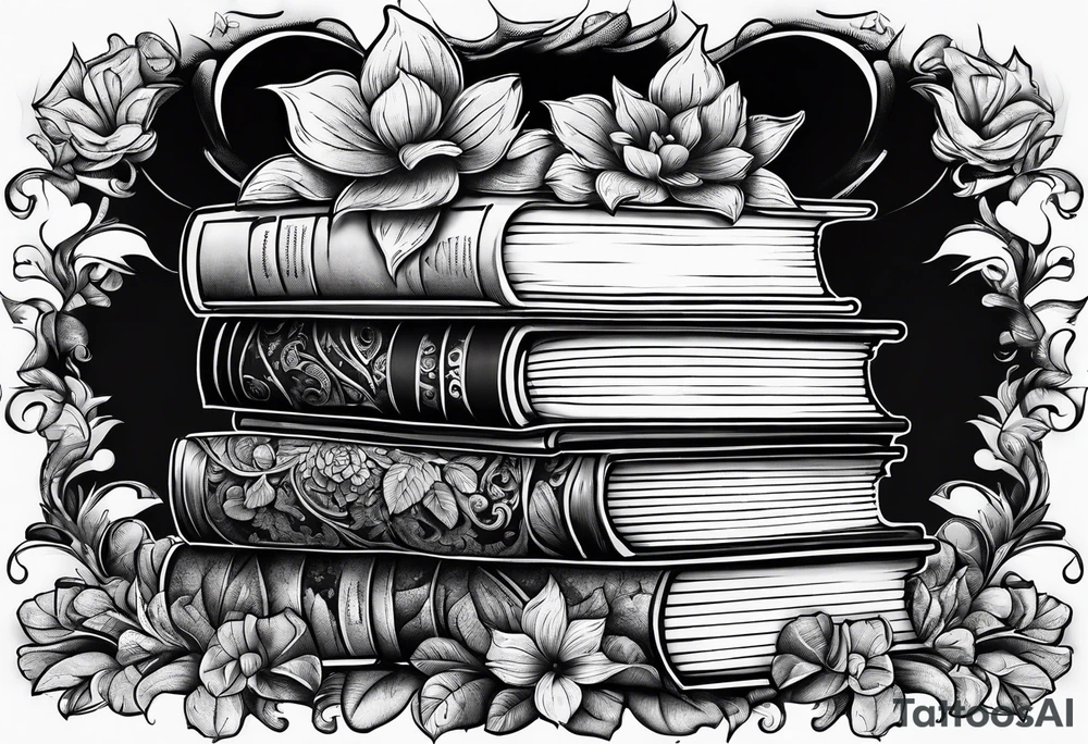Stack of books with jigsaw puzzle pieces tattoo idea