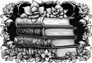 Stack of books with jigsaw puzzle pieces tattoo idea