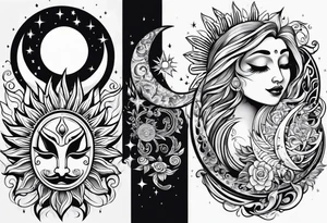 Moon and sun 2000 and 1976 tattoo idea