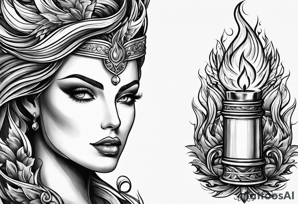 Flaming torch water background tattoo idea