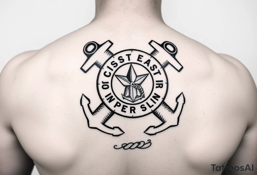 US Coast Guard auxiliary using a compass and anchor and rope tattoo idea