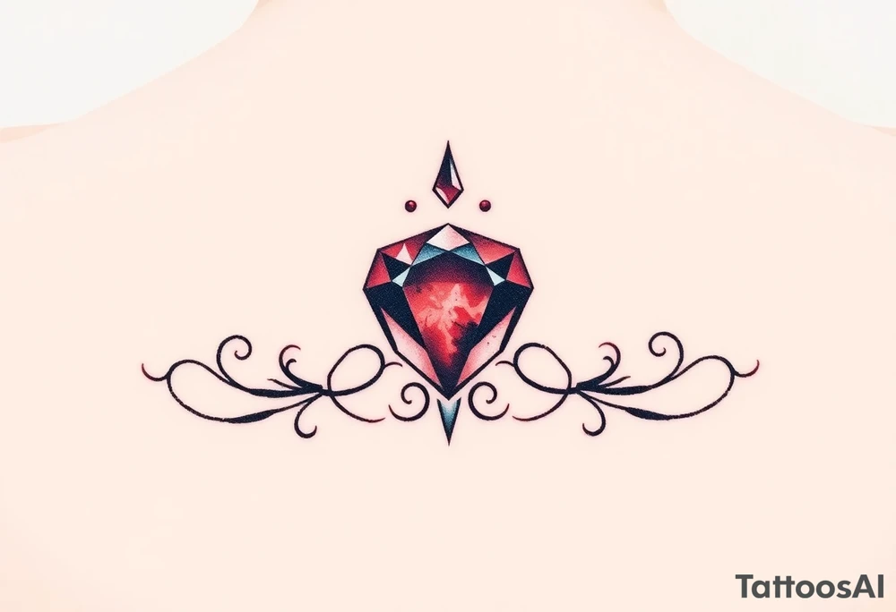 Small Ruby gem and birthday 7-6-19 tattoo idea