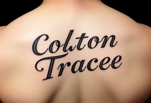 The names colton and tracee combined together in one word but you can read both names tattoo idea