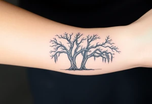 Laurel oak trees with Spanish moss in a cemetery tattoo idea