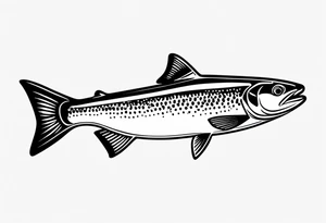 "A small tattoo featuring a lovestruck trout as the main theme, drawn with fine lines." tattoo idea