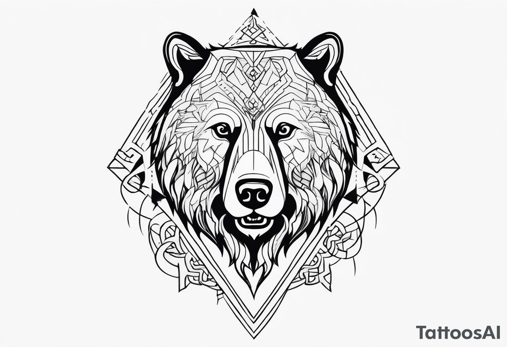 a russian wild bear with demonic signs tattoo idea