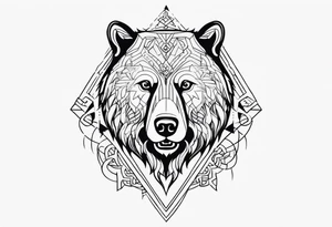 a russian wild bear with demonic signs tattoo idea