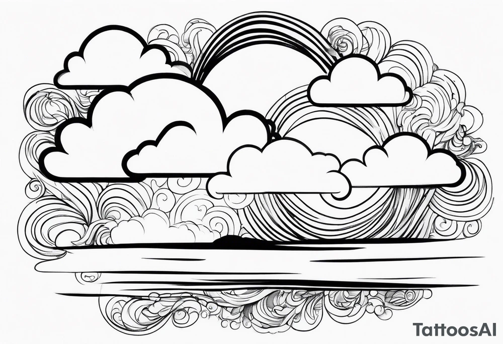 heaven clouds swirl vignette tattoo idea