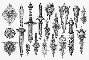 Variety of daggers flash sheet tattoo idea