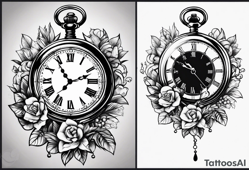 simple pocket watch tattoo idea