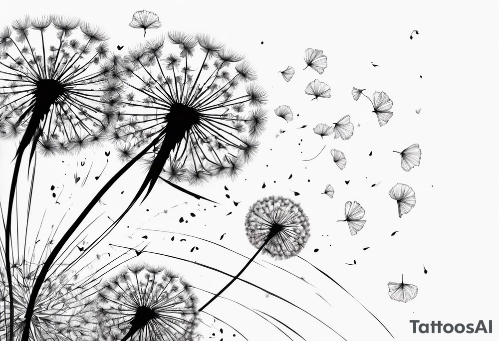 Blowing dandelion flying away tattoo idea