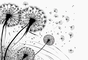 Blowing dandelion flying away tattoo idea