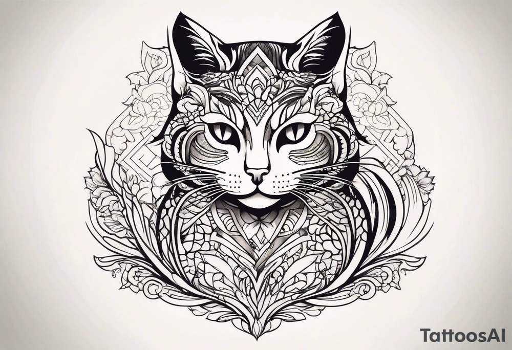 simple cat design tattoo idea