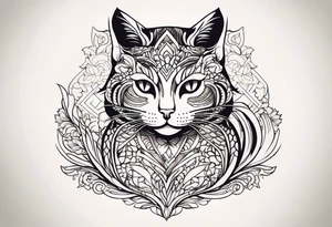 simple cat design tattoo idea