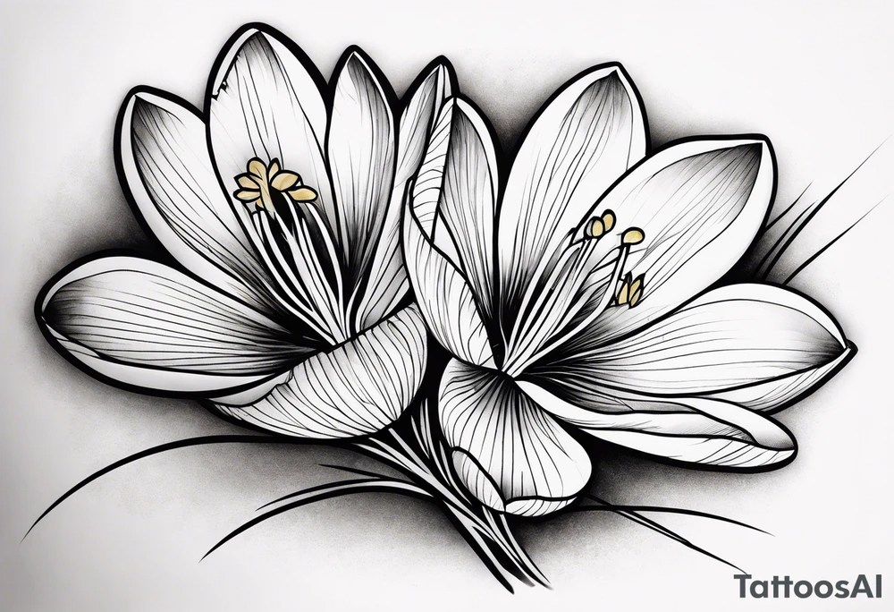 crocus flower design tattoo idea