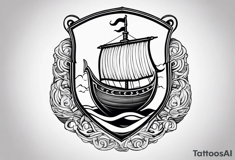 Valhalla sword shield viking ship tattoo idea
