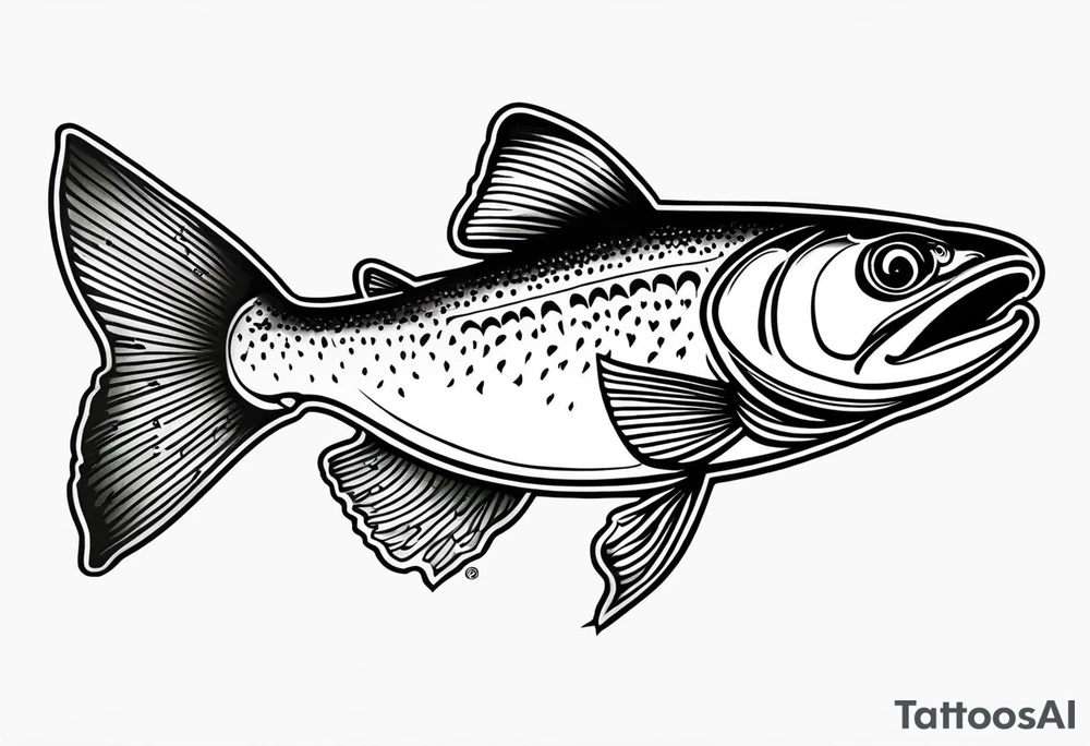 "A small tattoo featuring a lovestruck trout as the main theme, drawn with fine lines." tattoo idea