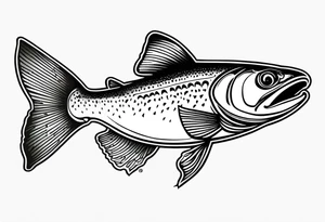 "A small tattoo featuring a lovestruck trout as the main theme, drawn with fine lines." tattoo idea