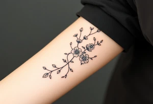 Bipolar disorder molecule with vines and flowers intertwined tattoo idea