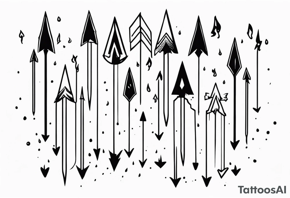 flaming arrows raining down from sky tattoo idea