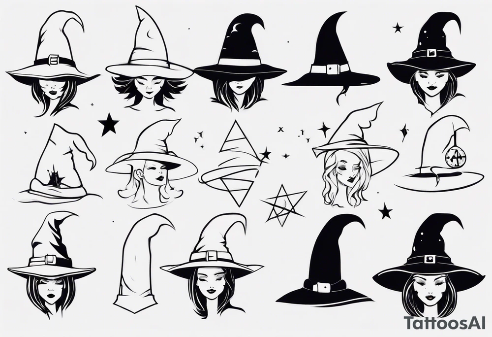 White and simple witch hat tattoo idea