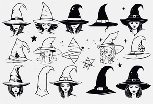 White and simple witch hat tattoo idea