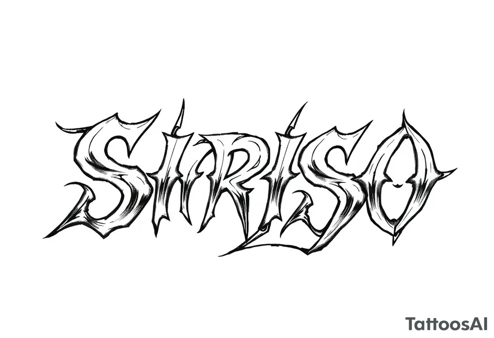 Abstract Tribal font saying “SIRISO” tattoo idea